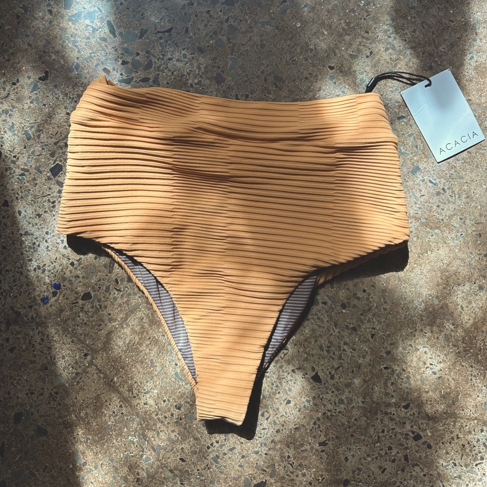 Acacia Swim NWT Bikini Bottoms in Dual Ribbed Honey